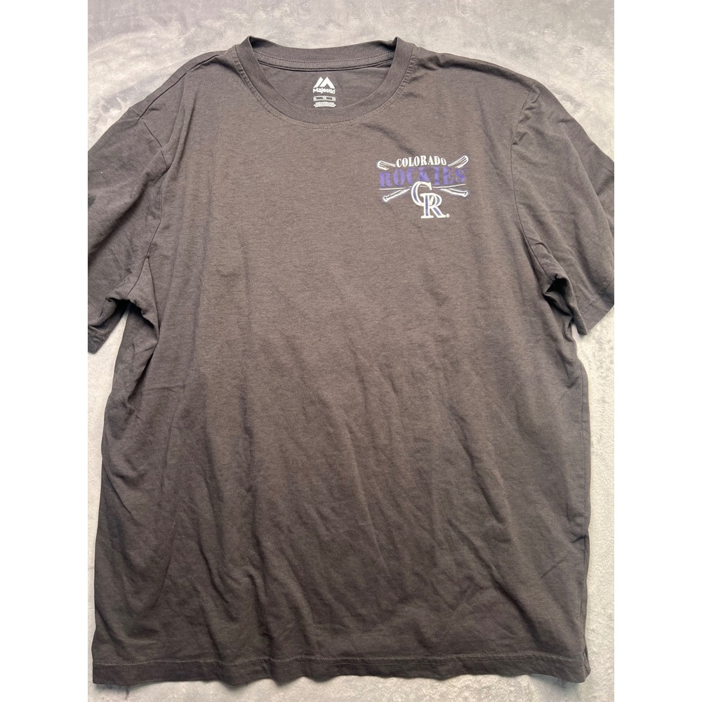 Majestic Colorado Rockies T Shirt Mens XL Gray Denver MLB Baseball Graphic Tee